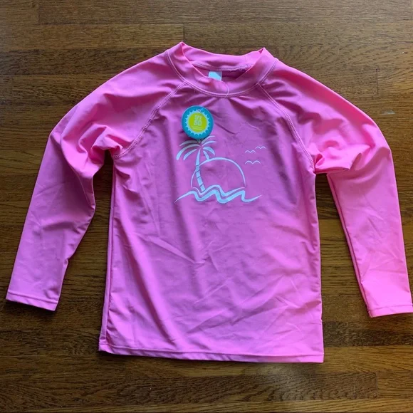 NWT. Kid’s Pink Long Sleeve Rashguard * Size 7/8 - Picture 8 of 8